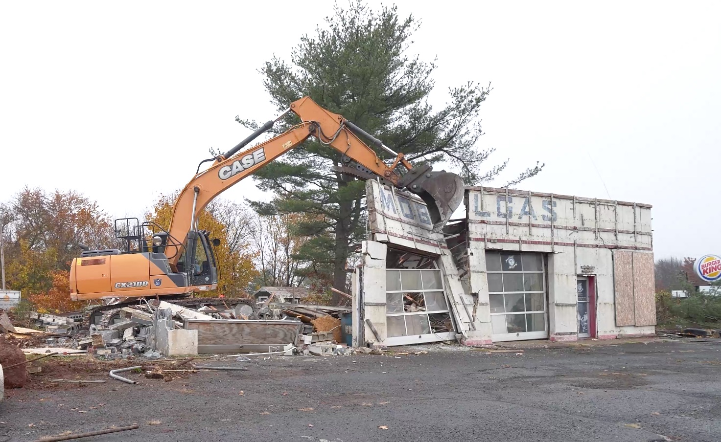 Demolition of the service station.